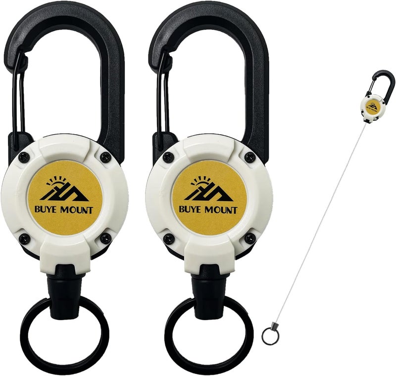 Yojaro Retractable Keychain Heavy Duty 2Pack, Multitool Carabiner Badge Holder, Retractable Keychain Clip Id Holder, Upgraded 58cm Stainless Steel Cord White - Image 1